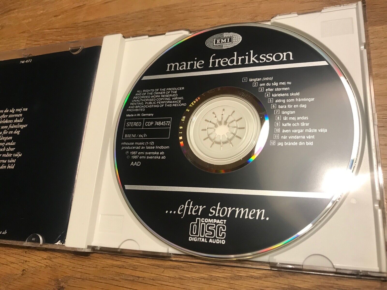 MARIE FREDRIKSSON "EFTER STORMEN" 1987 CD 12 TRACKS EMI SVENSKA 1PRESSING RARE*