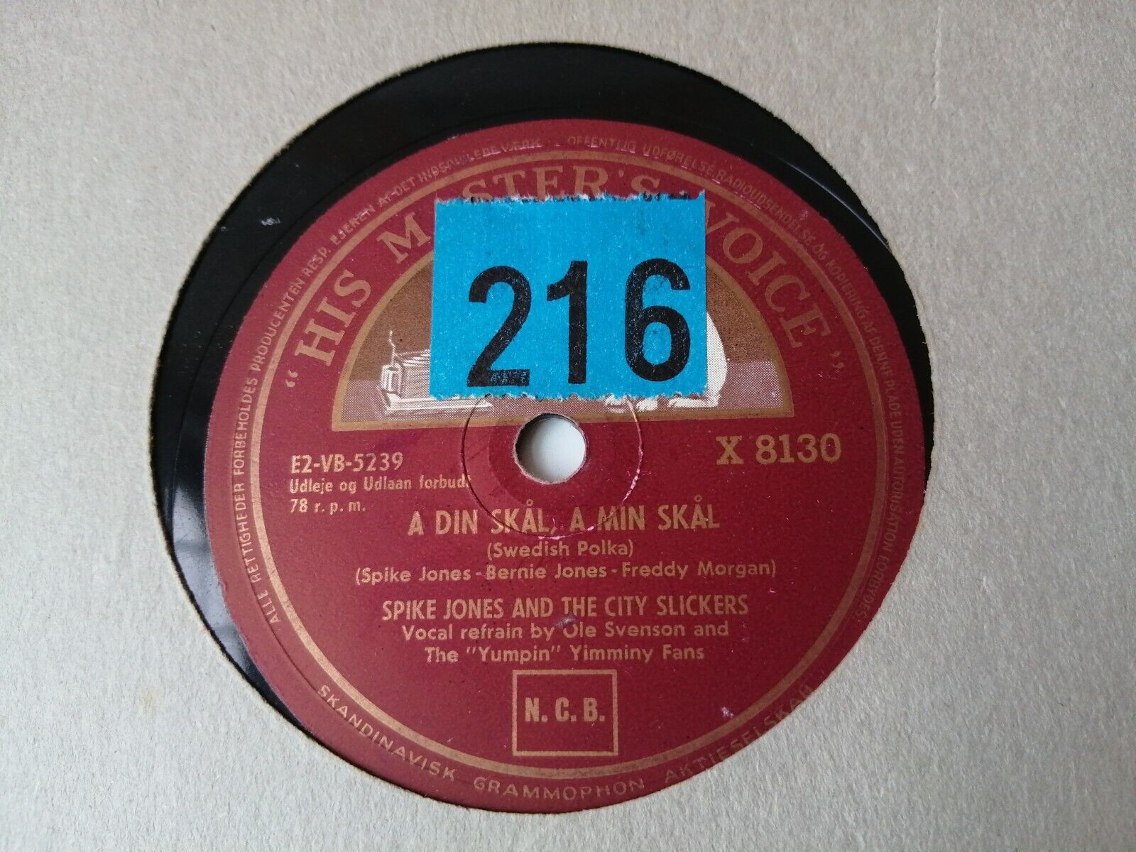 78 RPM  shellacSPIKE JONESLulu Had A Baby/Å Din SkålÅ Min SkålHMV X8130