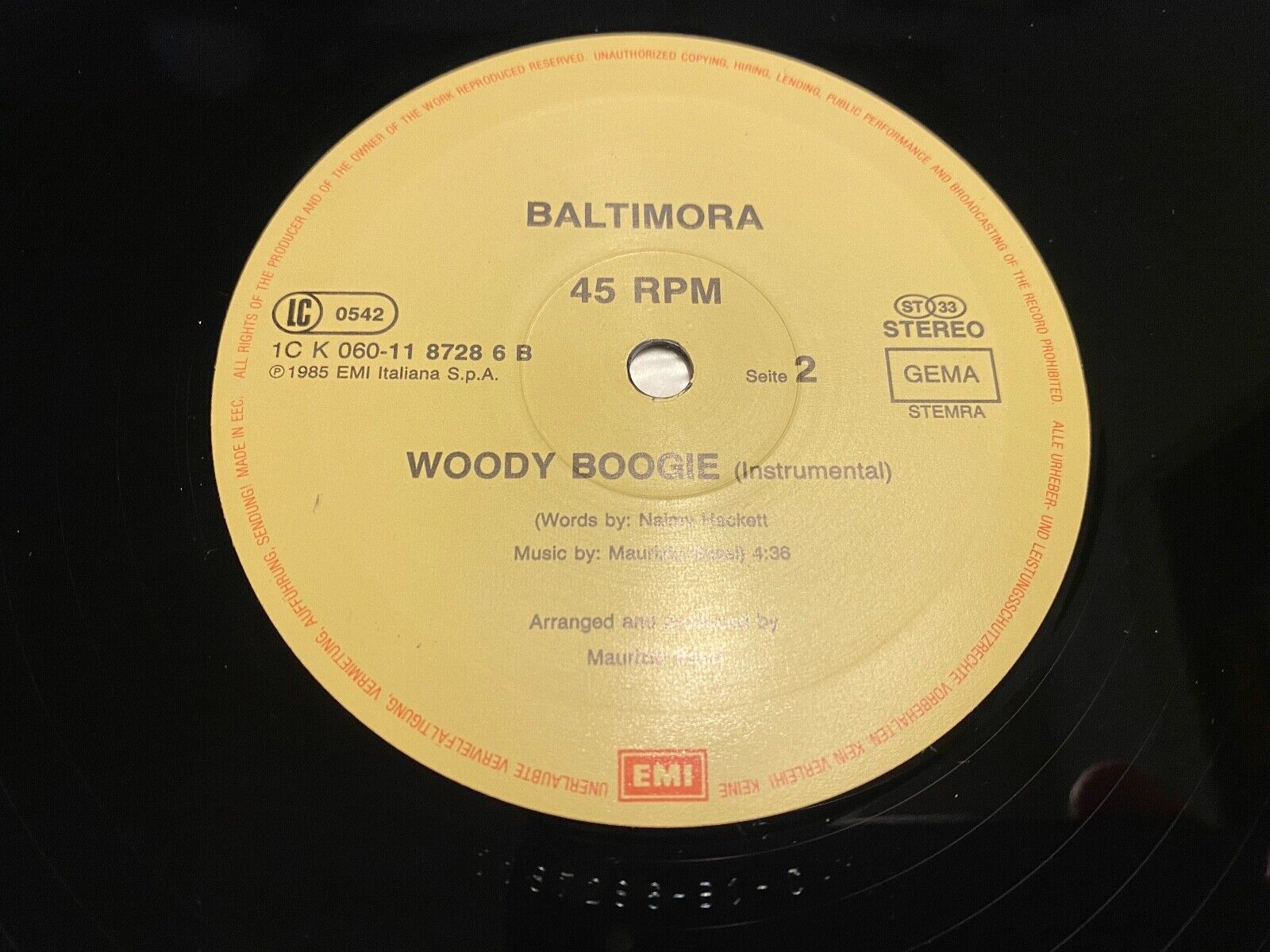 BALTIMORA "WOODY BOOGIE" JUMPING MIX 1985 EMI RECORDS VINYL MAXI SINGLE VINYL 12