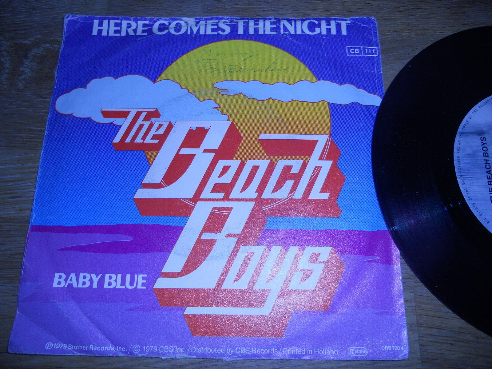 THE BEACH BOYS "HERE COMES THE NIGHT / BABY BLUE" 7 INCH SINGLE USED 1979 USED**