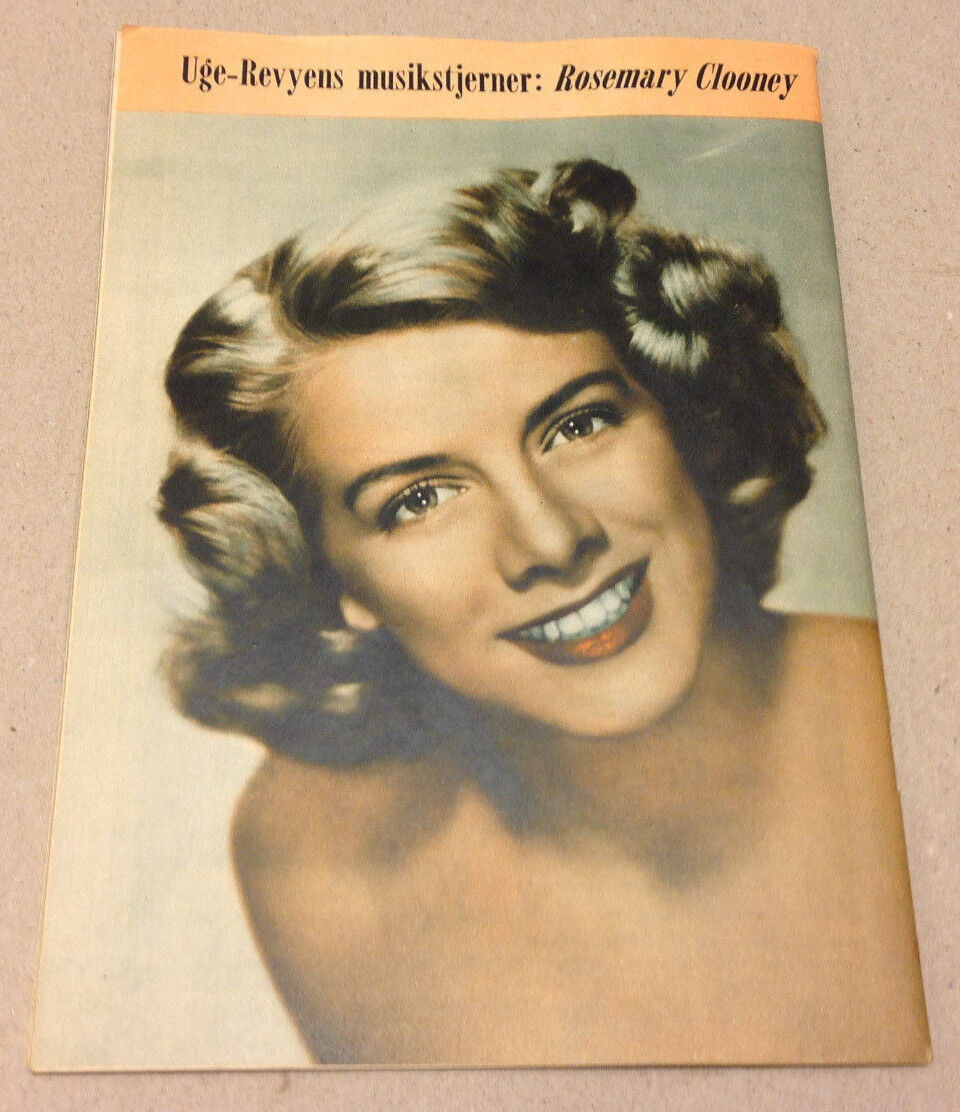 GERALDINE BROOKS FRONT COVER + ROSEMARY CLOONEY BACK ON VTG Danish Magazine 1953