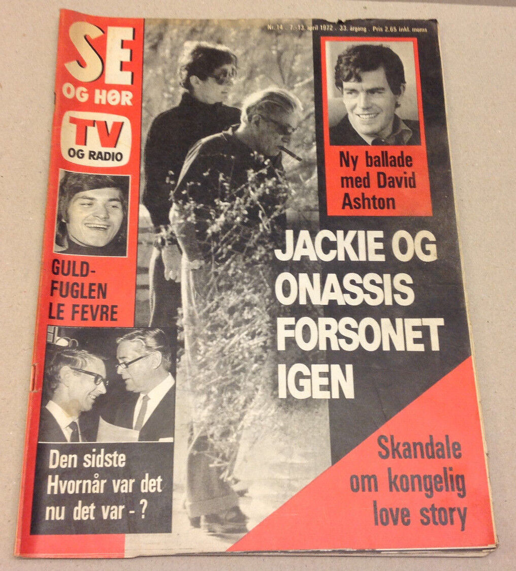 JACKIE KENNEDY JACKIE ONASSIS ARISTOTLE FRONT COVER VINTAGE Danish Magazine 1972