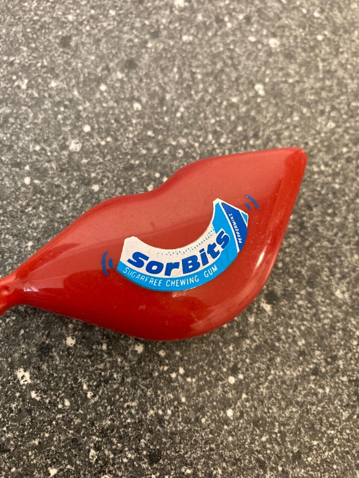 Vintage 1980s SorBits Red Lips Plastic Keyring - Fun Retro Collectible Keychain