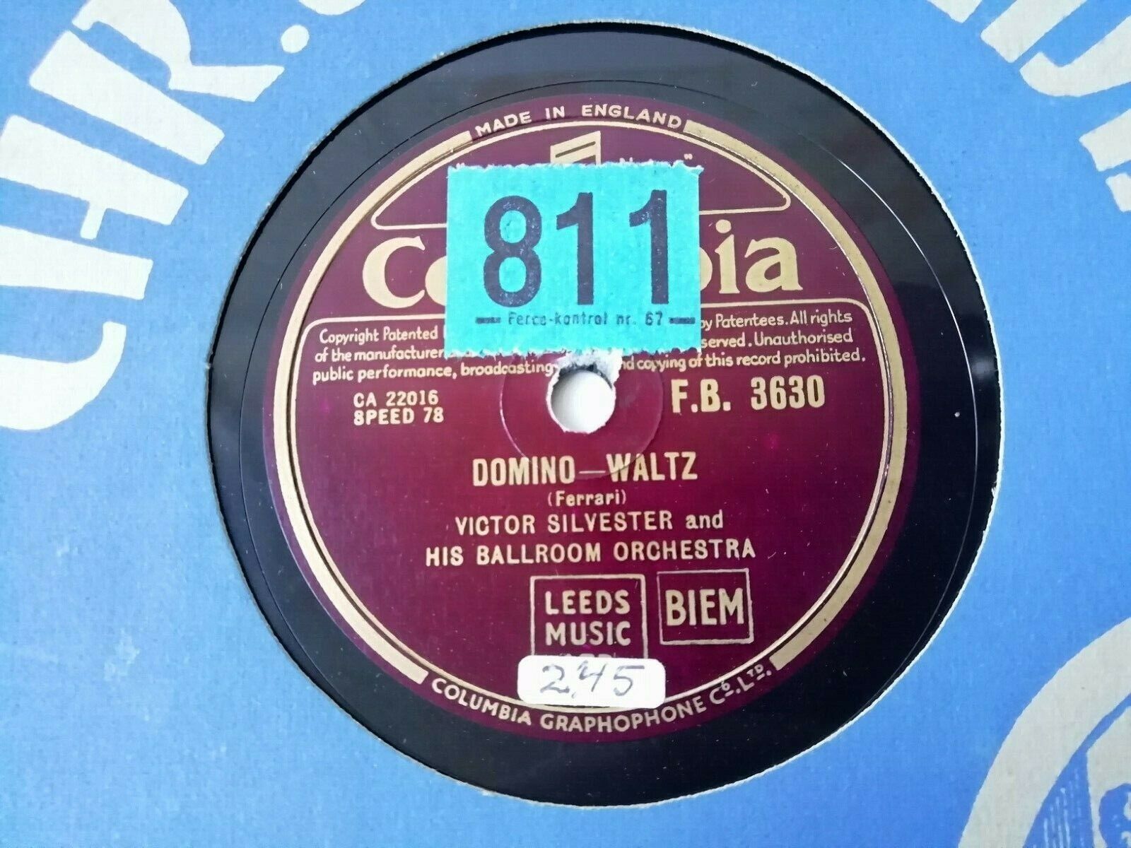 78rpm record:Victor Silvester and his Ballroom OrcWe'll Find A Way-Quickstep