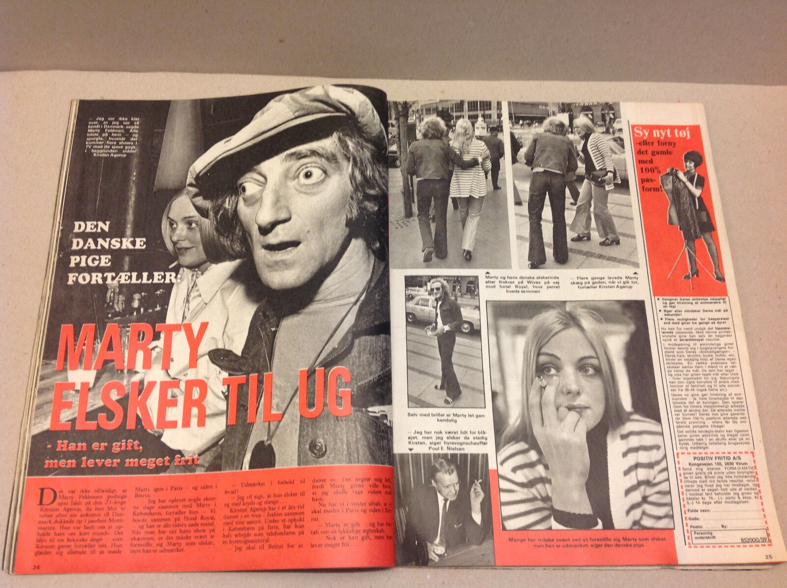 MARTY FELDMAN COPENHAGEN VISIT FLIRT WITH GIRL FROM DENMARK Danish Magazine 1972