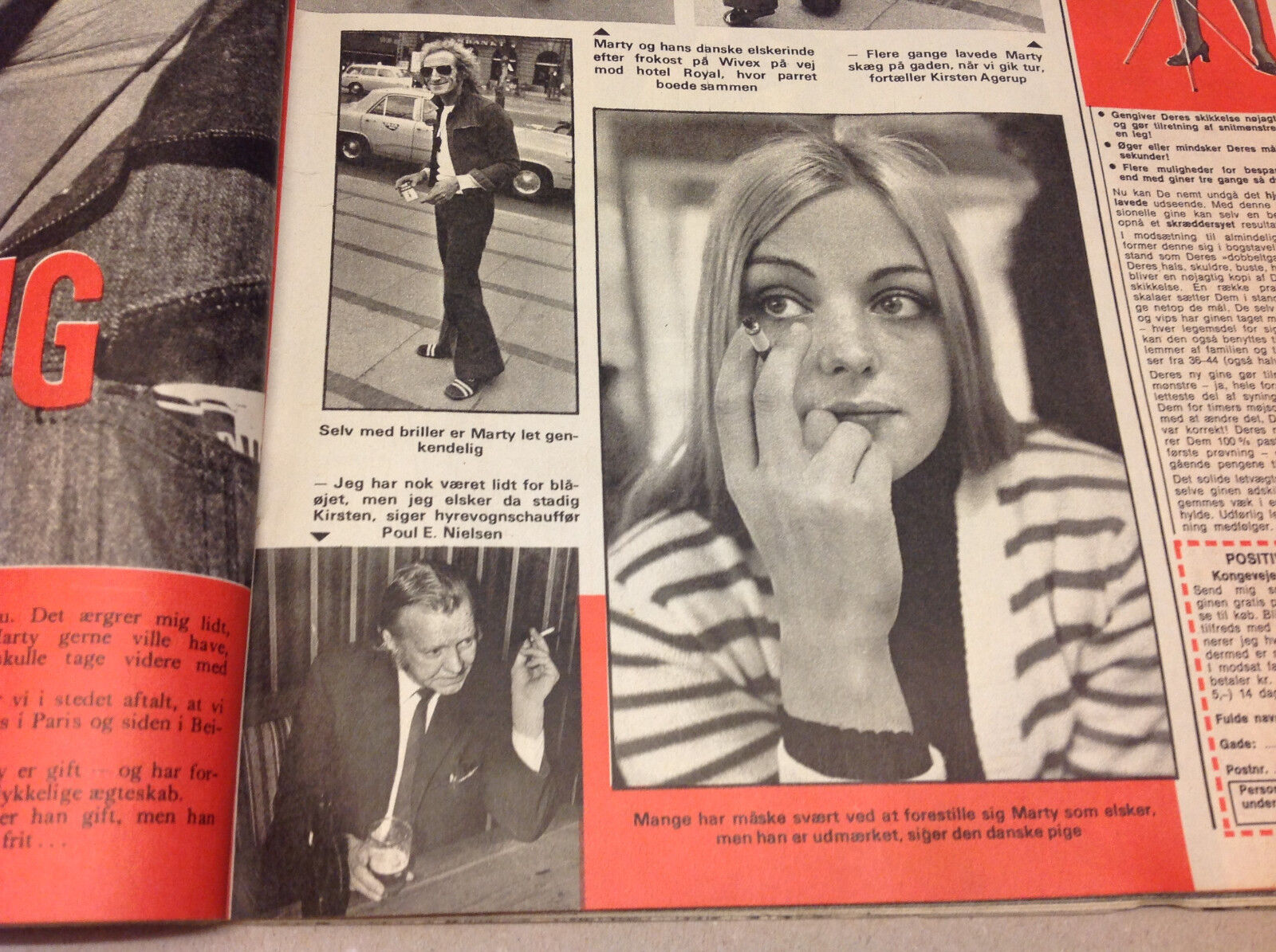 MARTY FELDMAN COPENHAGEN VISIT FLIRT WITH GIRL FROM DENMARK Danish Magazine 1972