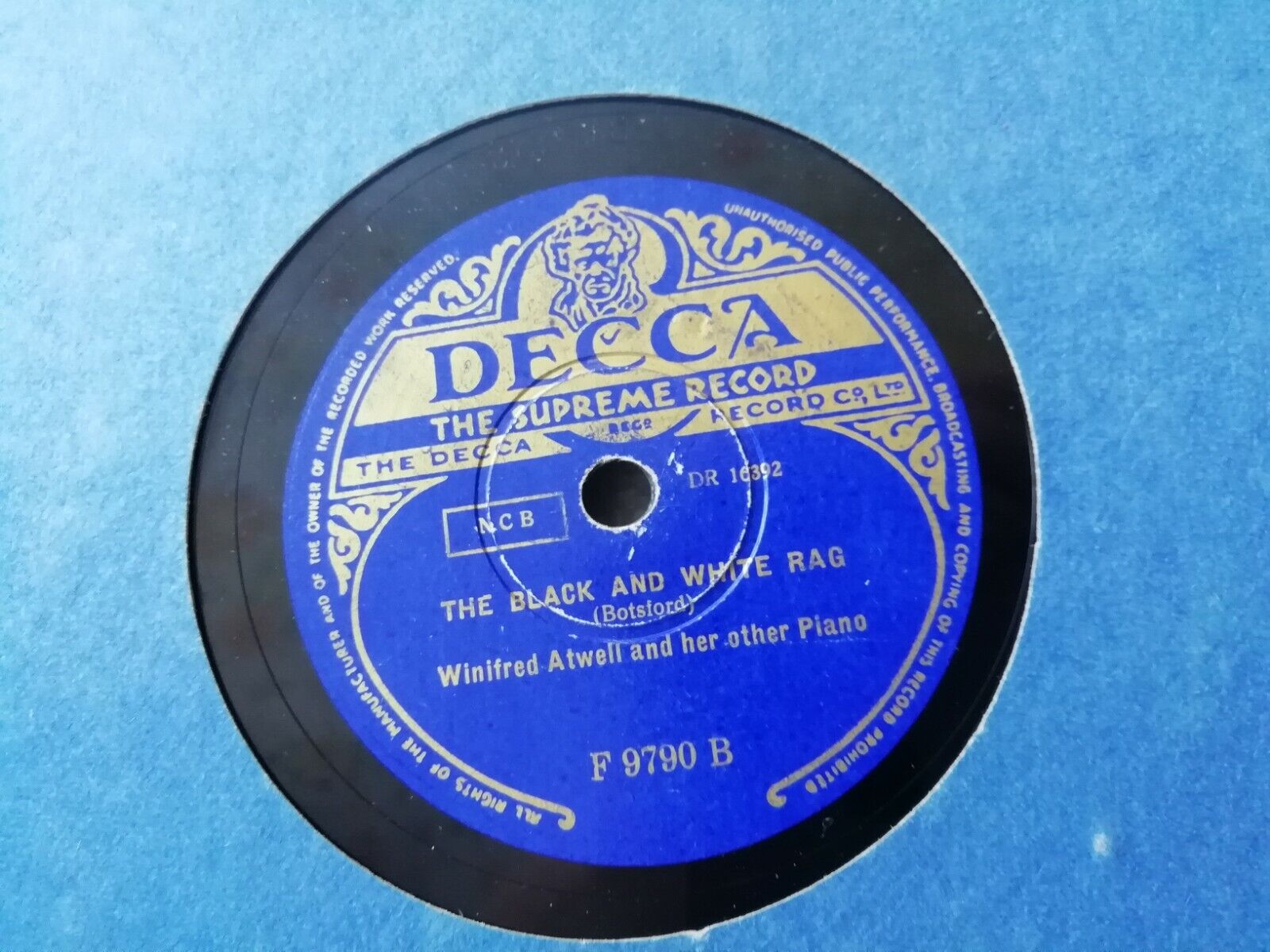 78 rpmWINIFRED ATWELLCross Hand Boogie/The Black And White RagDecca