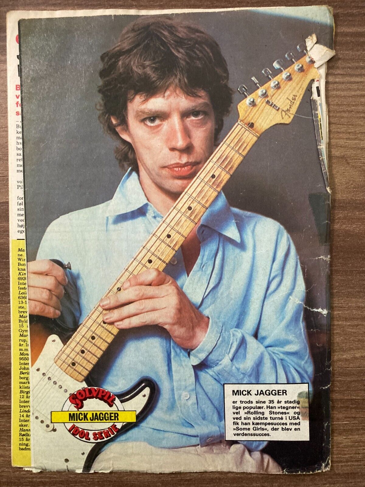 Mick Jagger Rolling Stones Back Cover Danish Magazine/Comic SØLVPIL 1979 17x25cm