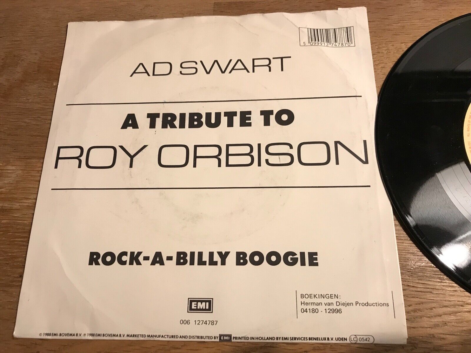 AD SWART "A TRIBUTE TO ROY ORBISON/ROCK-A-BILLY BOOGIE" 1988 EMI RECORDS HOLLAND