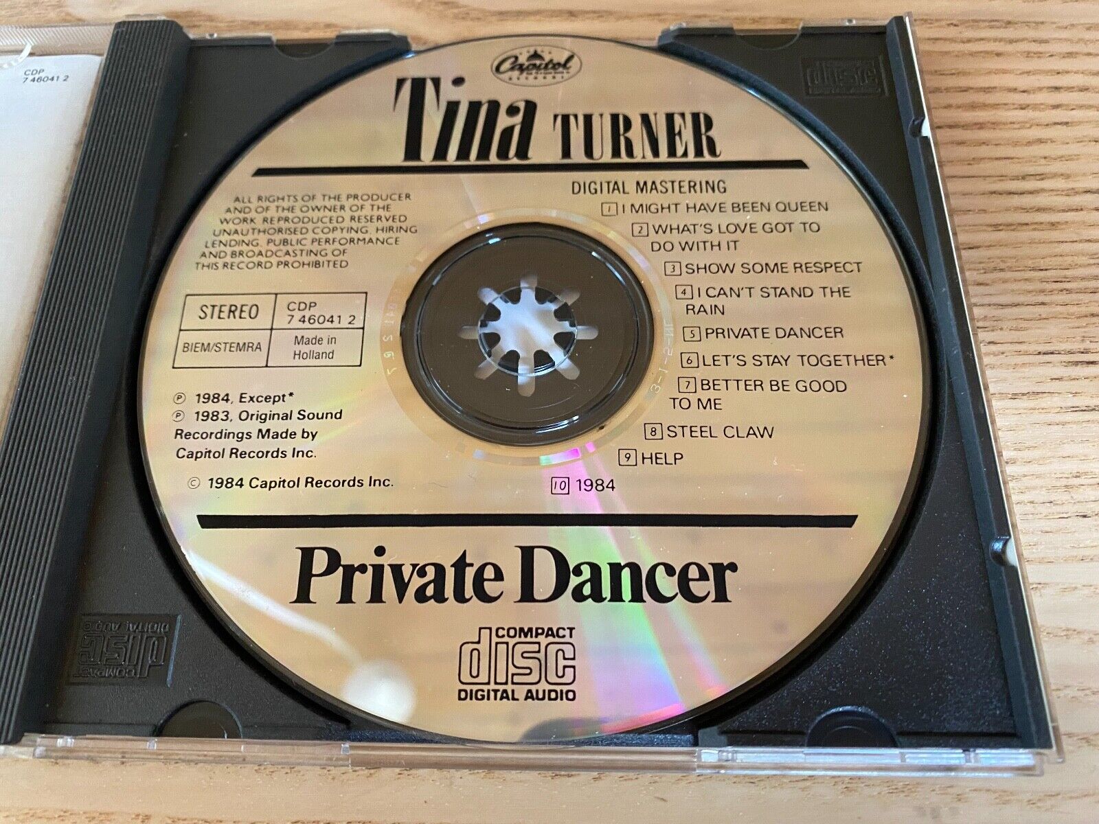 TINA TURNER "PRIVATE DANCER" 1983/1984 CD 10 TRACK CAPITOL RECORDS HOLLAND RARE*