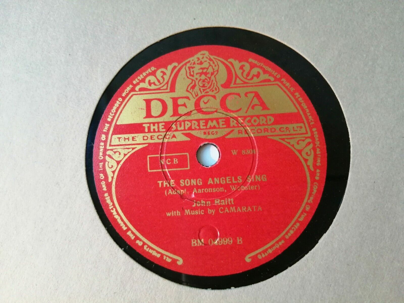 78 RPM JOHN RALTTBecause You're Mine/The Song Angels SingDecca W 8304