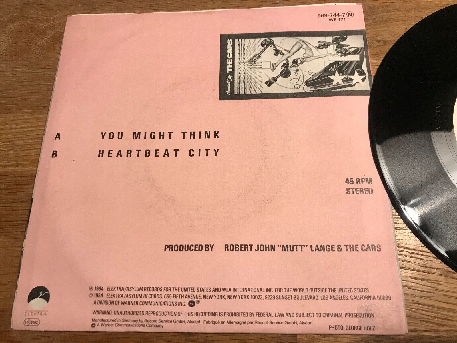 THE CARS "YOU MIGHT THINK / HEARTBEAT CITY" 1984 ELEKTRA RECORDS GERMAN PRESSING