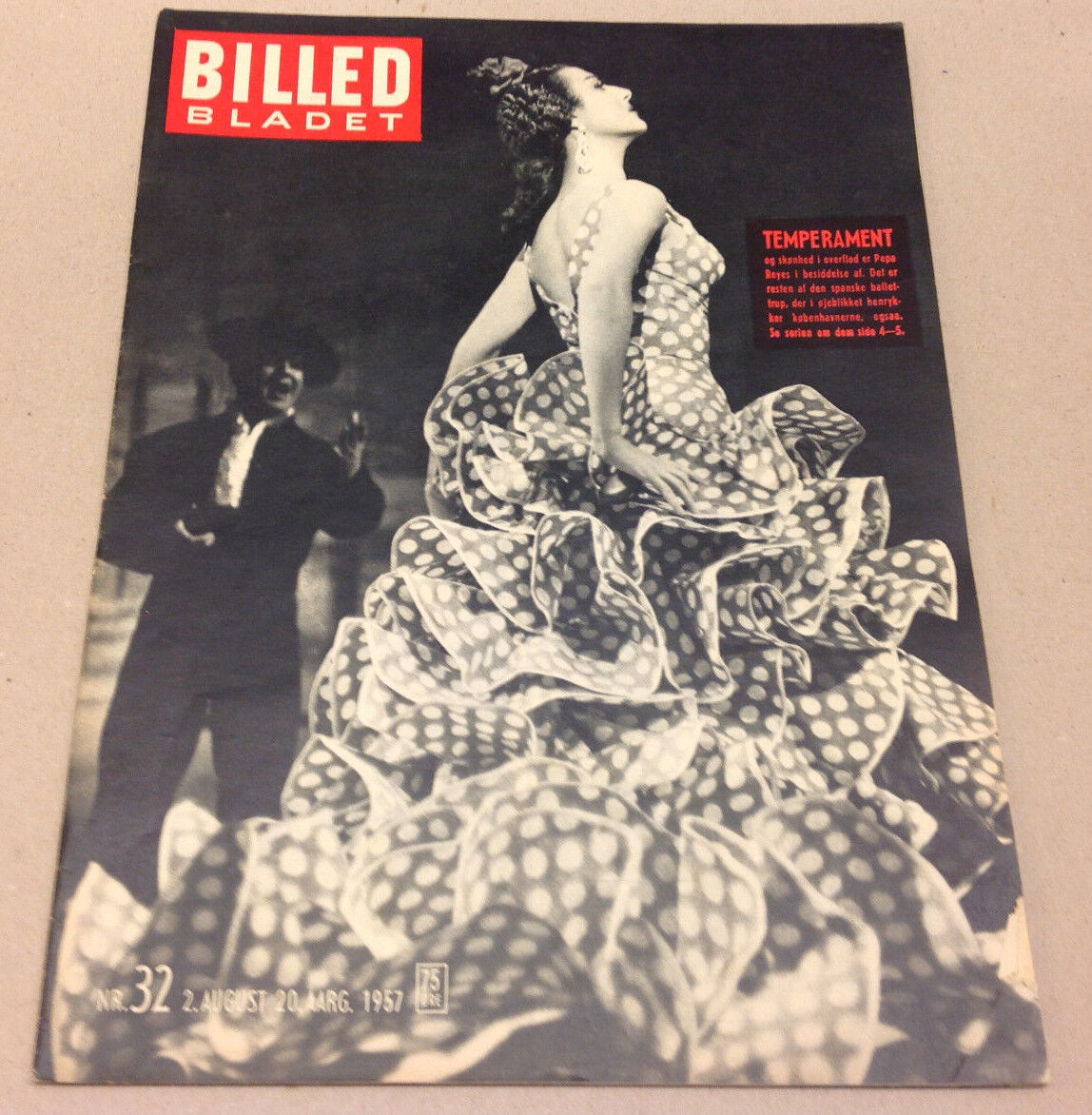 PEPA REYES SPANISH BALLET DANCERS COVER VTG DANISH Magazine Billed-Bladet 1957