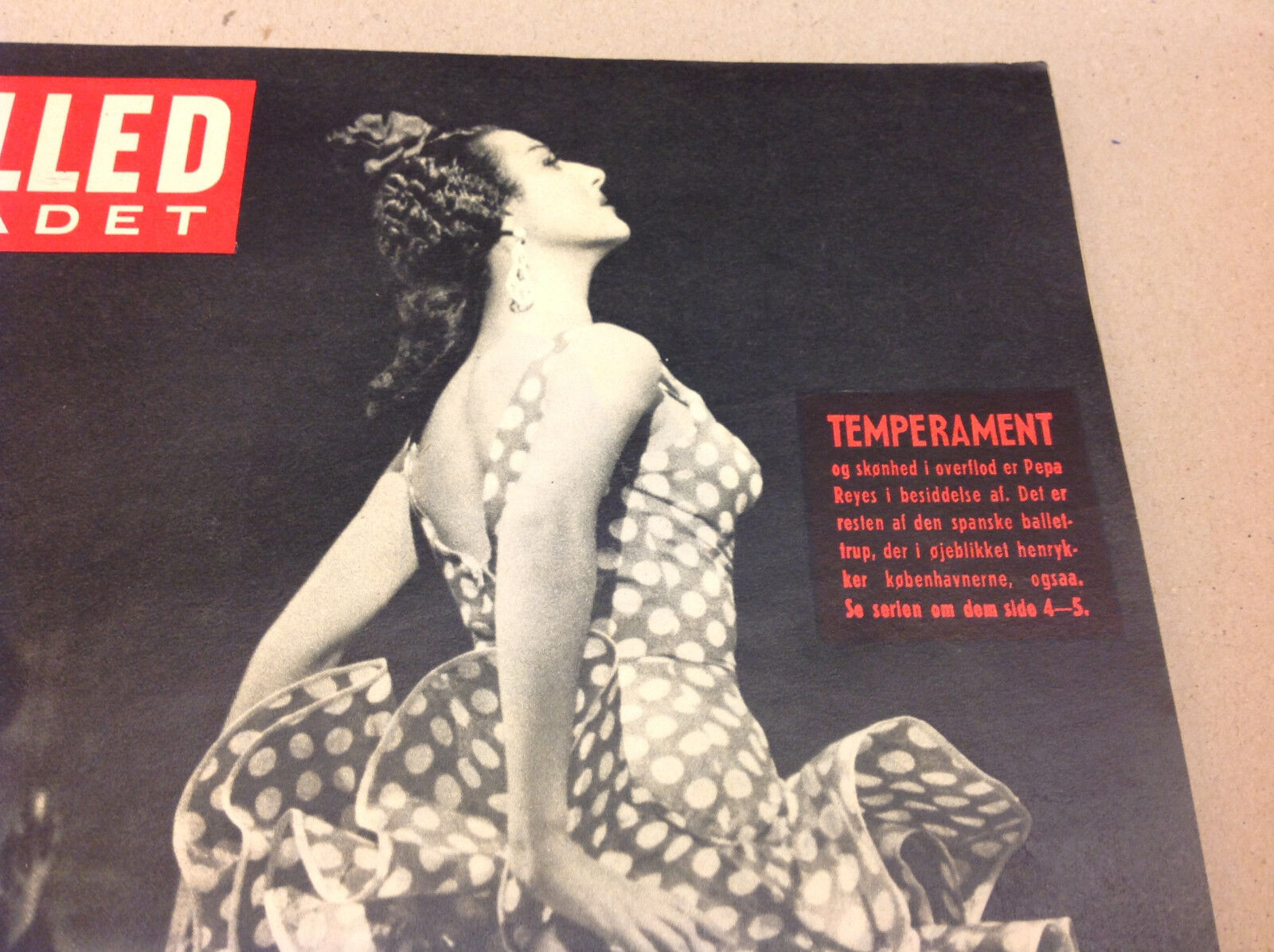 PEPA REYES SPANISH BALLET DANCERS COVER VTG DANISH Magazine Billed-Bladet 1957