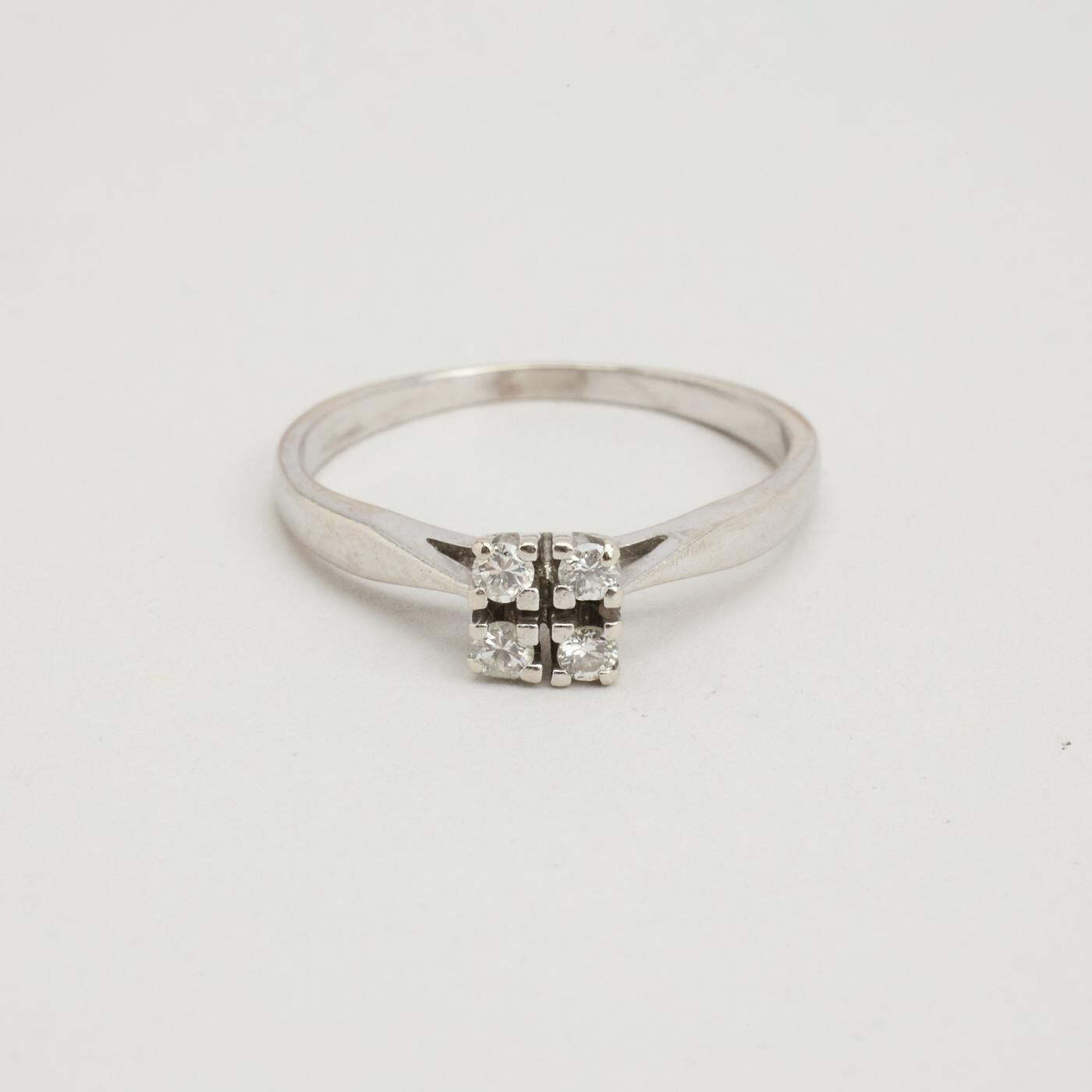 Ring with diamond (004 ct) in 14K White gold size 5 | Vintage Solid