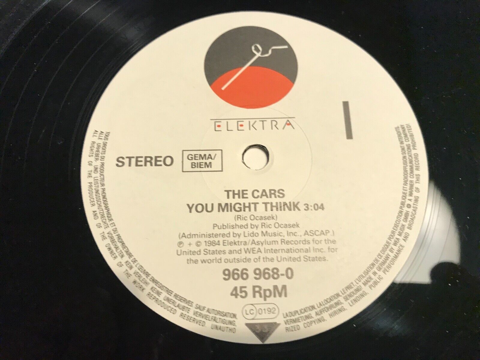 THE CARS "YOU MIGHT THINK / HEARTBEAT CITY" 1984 ELEKTRA RECORDS 12" MAXI SINGLE