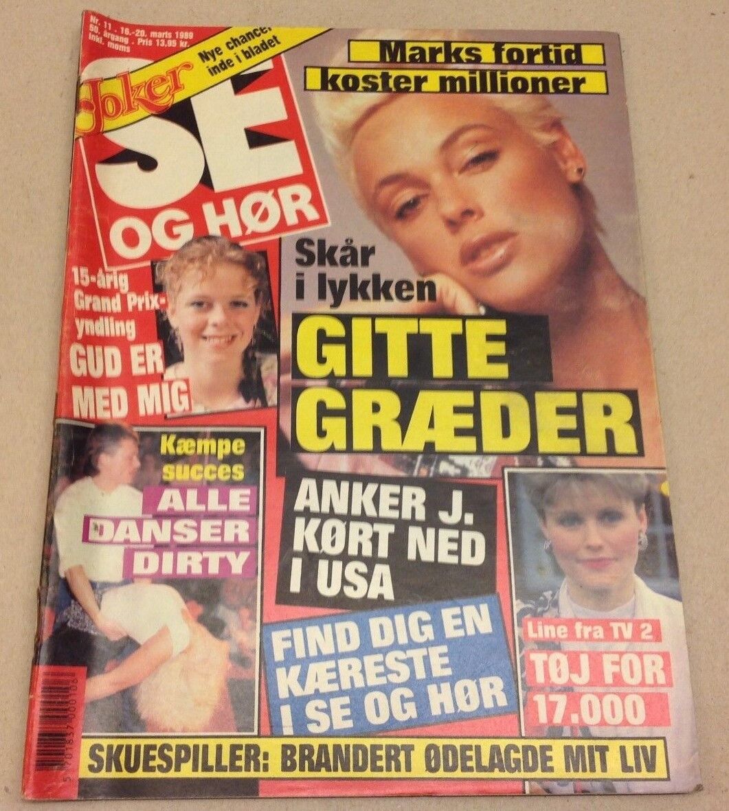 Mark Gastineau Gitte Nielsen Front Cover Vtg Danish Magazine 1989 "Se og Hoer"