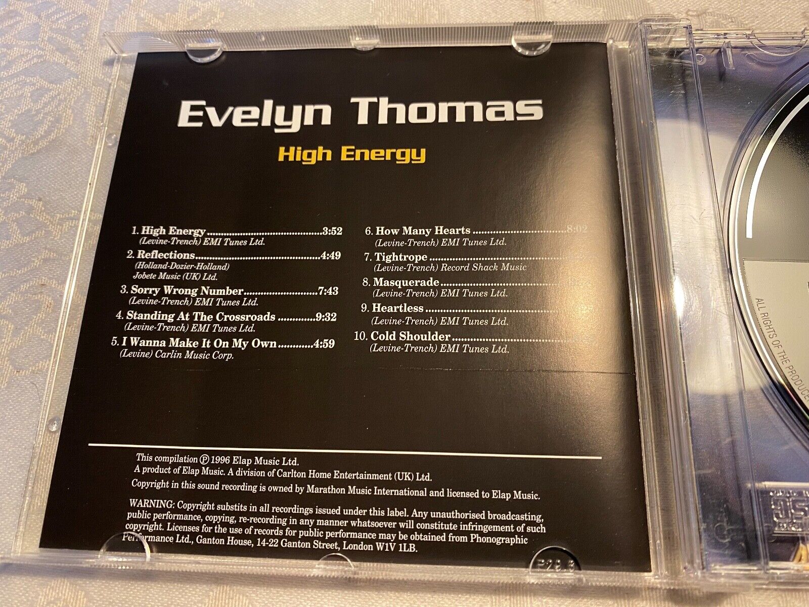 EVELYN THOMAS "HIGH ENERGY" 1996 CD ALBUM 10 TRACK ELAP   SUCCESS RECORDS MCPS*