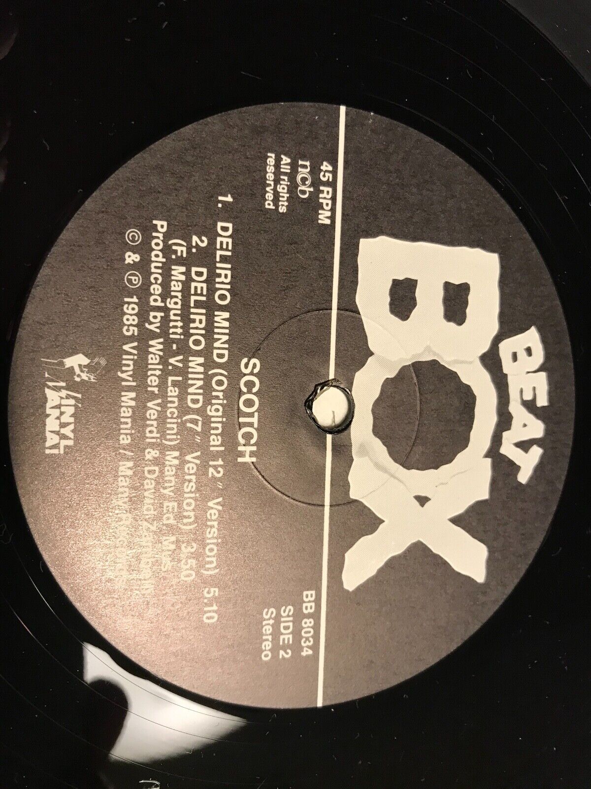 SCOTCH DELIRIO MIND A SWEDISH BEAT BOX REMIX 12" MAXI SINGLE 1985 SWEDEN NCB 12"