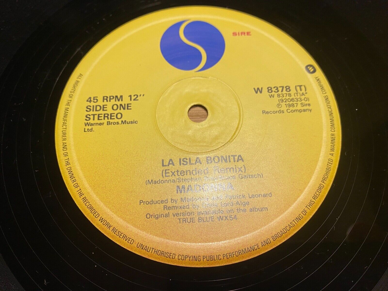 MADONNA "LA ISLA BONITA" EXTENDED REMIX 1987 SIRE RECORDS 12" UK MAXI 45 RPM OOP