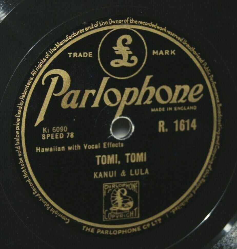 KANUI  LULA Oua Oua / Tomi Tomi Shellac 78rpm Hawaiian Parlophone