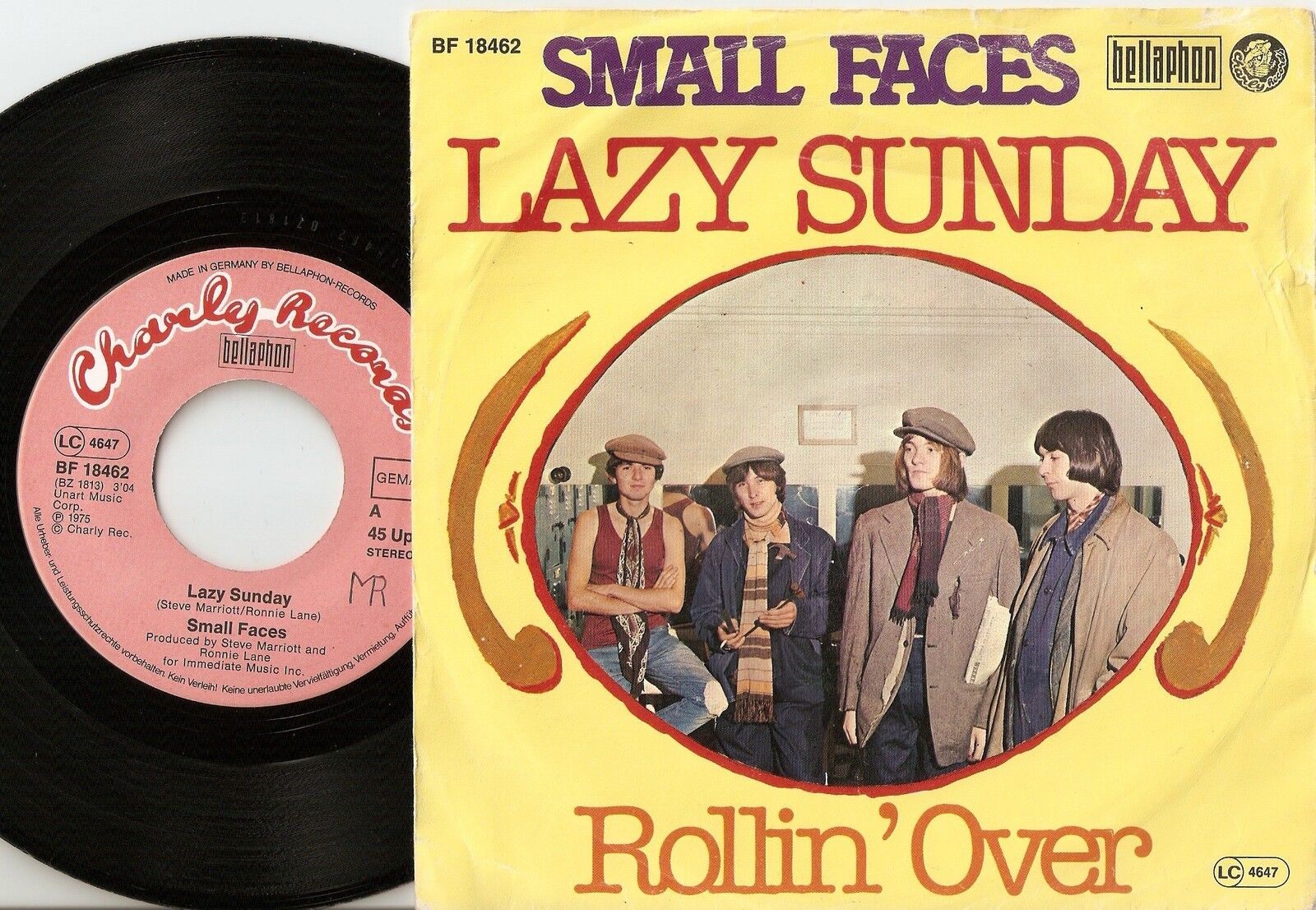 SMALL FACES LAZY SUNDAY GERMAN RE 45+PS 1975 MOD FREAKBEAT PSYCH GARAGE MARRIOTT