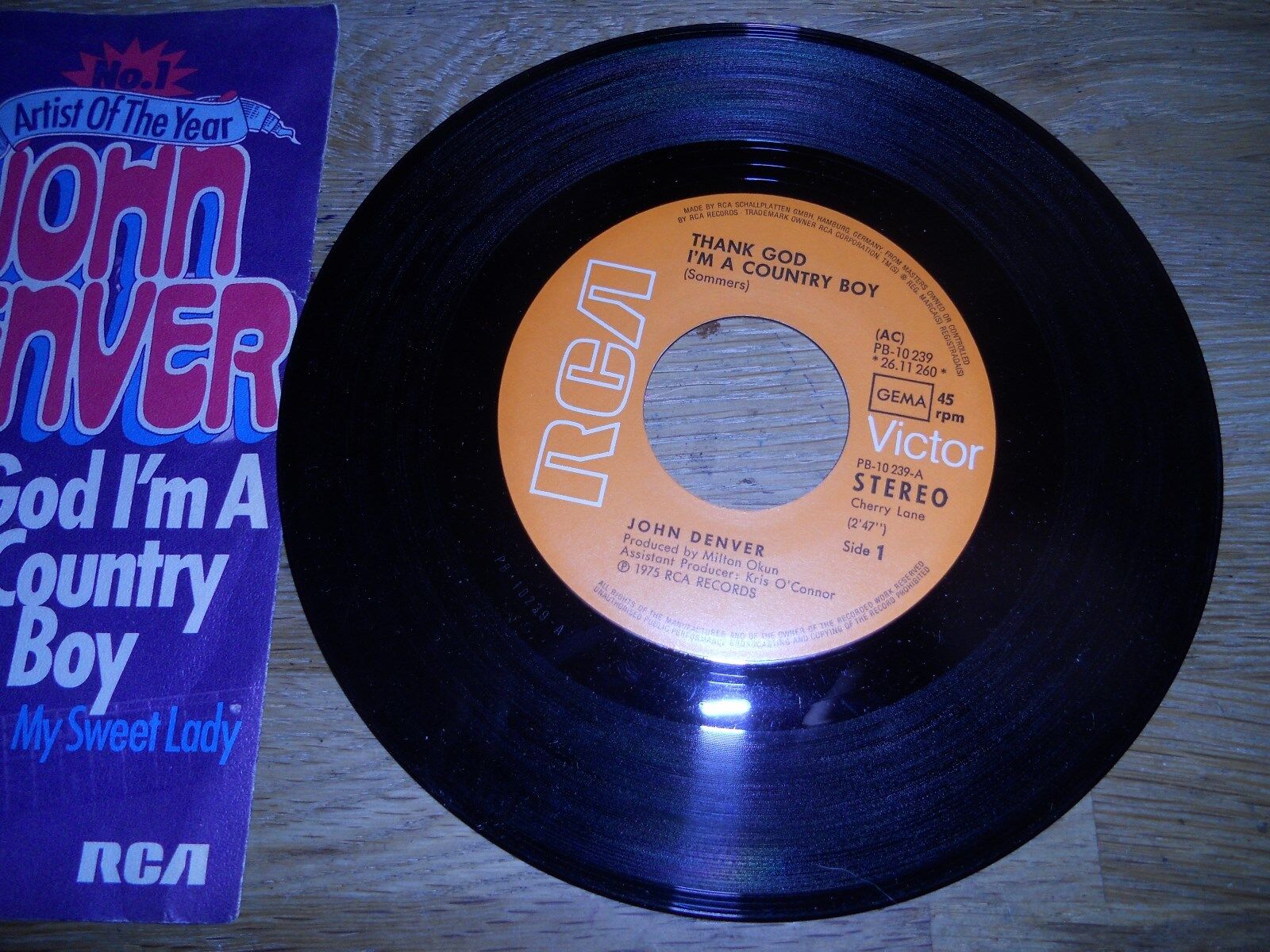 JOHN DENVER "THANK GOD I´M A COUNTRY BOY/MY SWEET LADY" 1975 FIRST PRESSING GEMA