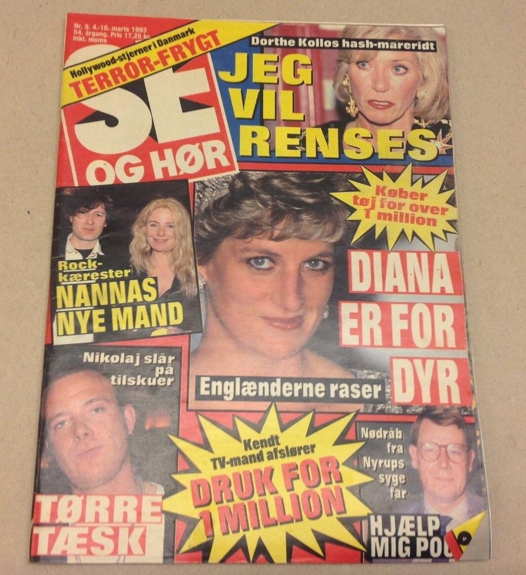 Princess Diana Expensive Clothing On Vintage Danish Magazine 1993 "Se og Hoer"