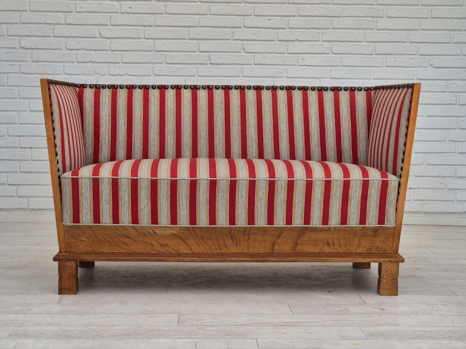 1960s Danish 2 seater sofa furniture wool oak wood orginal condition