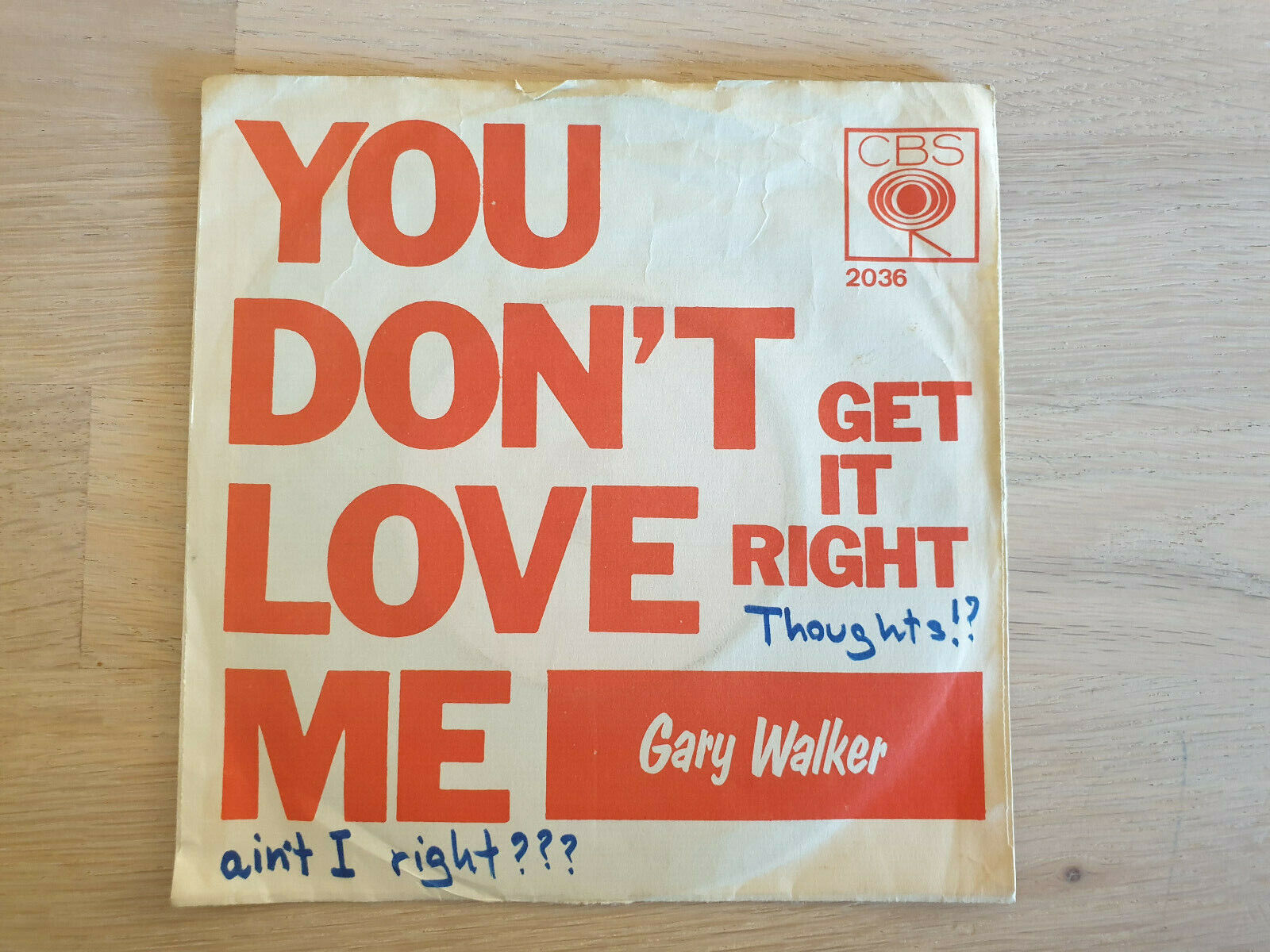 Gary Walker - You Don't Love Me / Get It Right - 7" Vinyl 1966