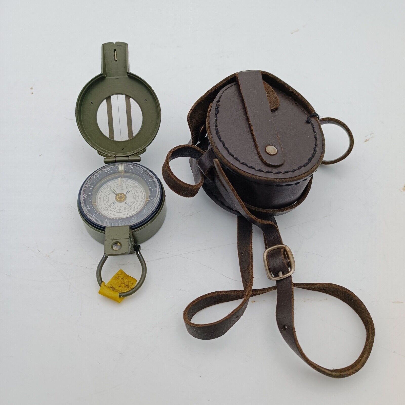 FRANCIS BARKER M-88 Prismatic Military Compass M88 Mils Olive Drab w/ Leather Ca