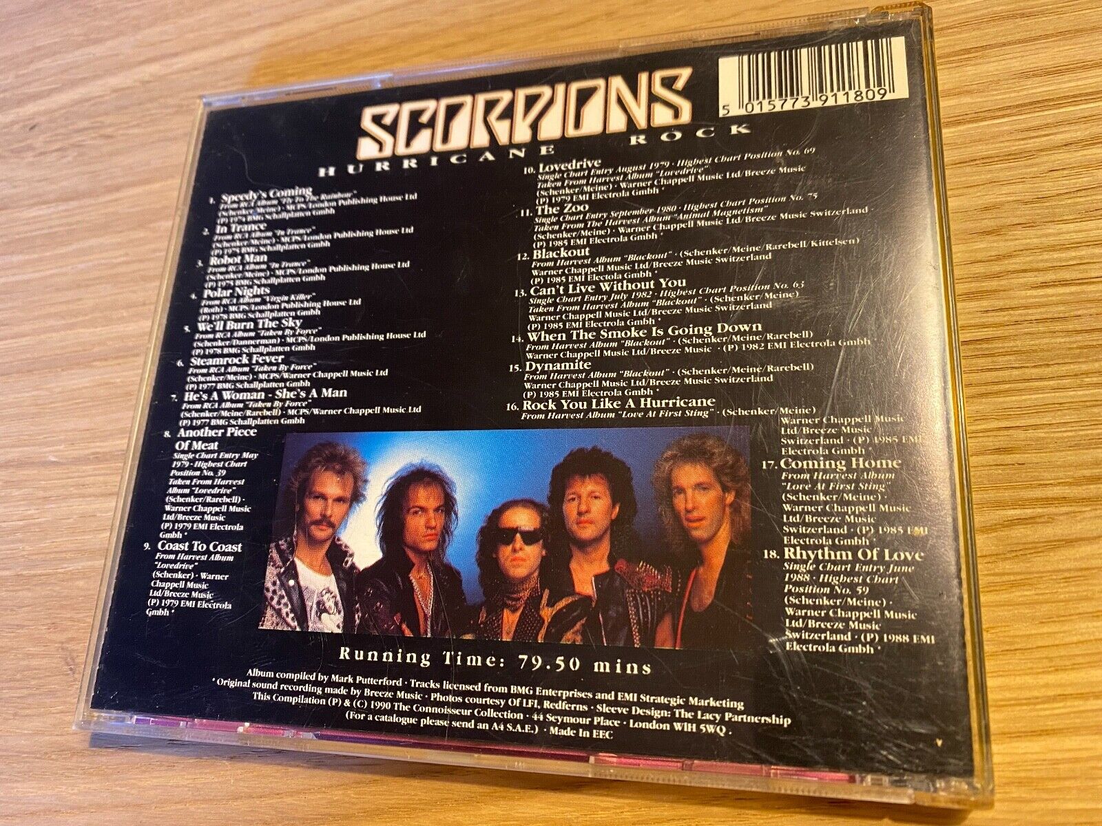 THE SCORPIONS ""HURRICANE ROCK 1974-1988 CD ALBUM 18 TRACK 1990 EU PRESSING CD