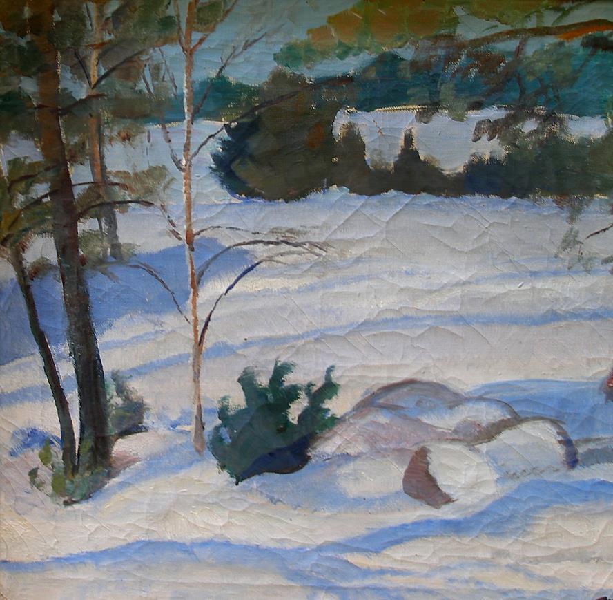 Matias Annala ( Finnish 1898) Impressionist Winter Forest Dated 1957 Rare