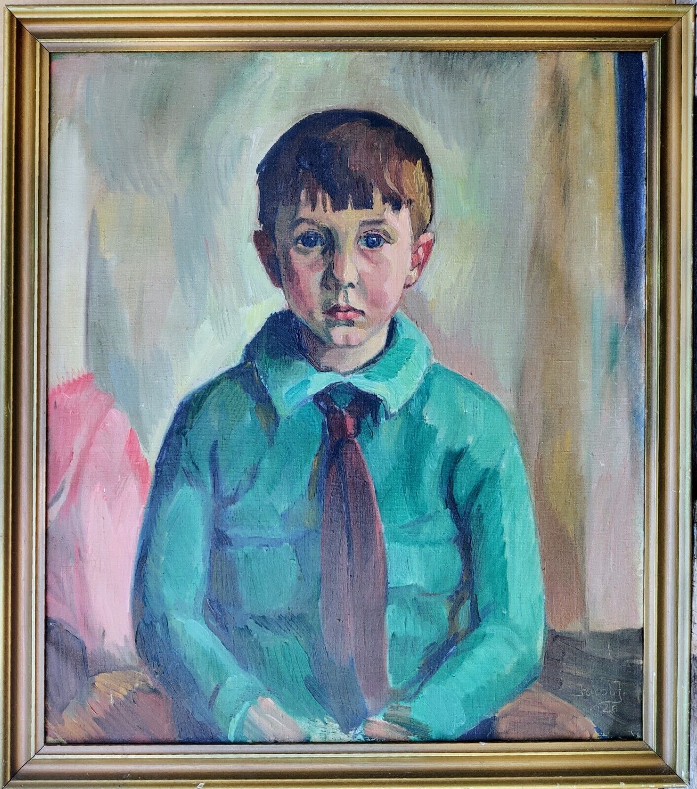 Jacob Joergensen (1879-1948): PORTRAIT OF A BOY, original oil painting.