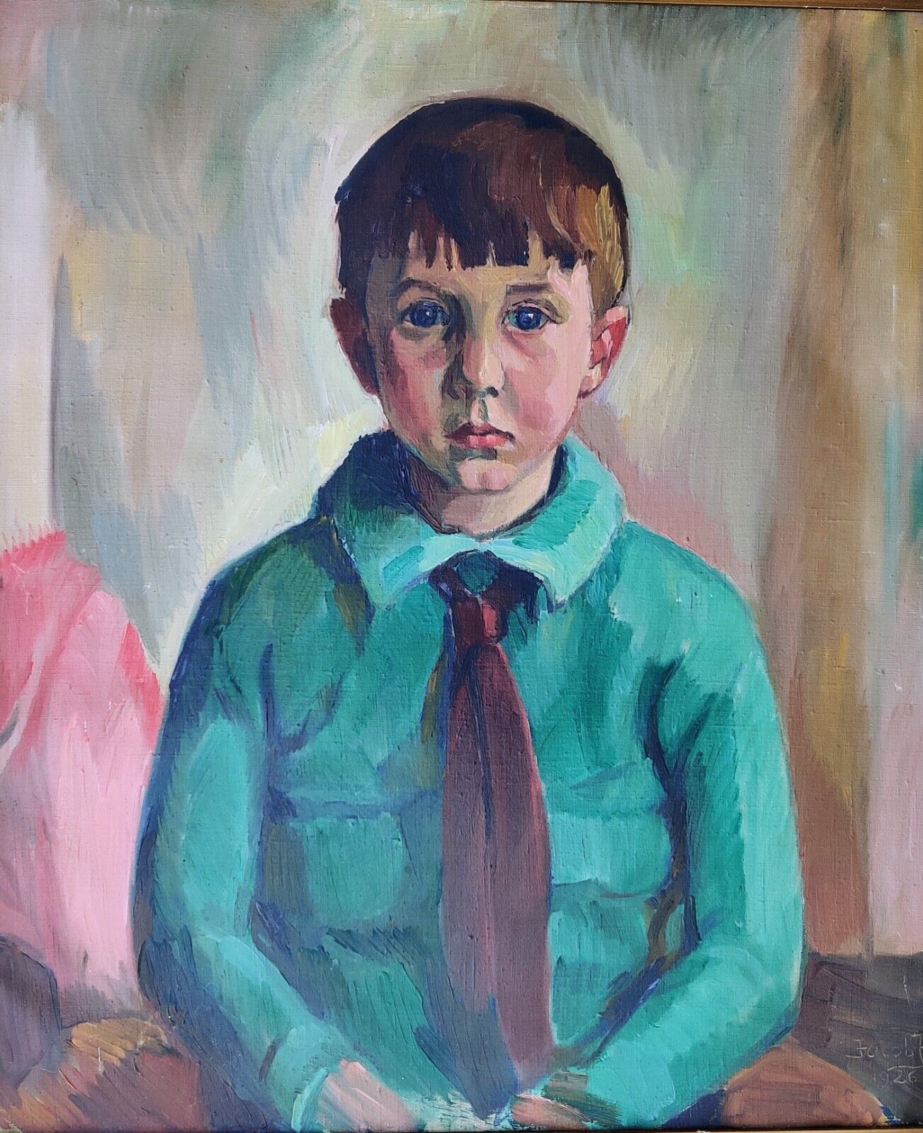 Jacob Joergensen (1879-1948): PORTRAIT OF A BOY, original oil painting.