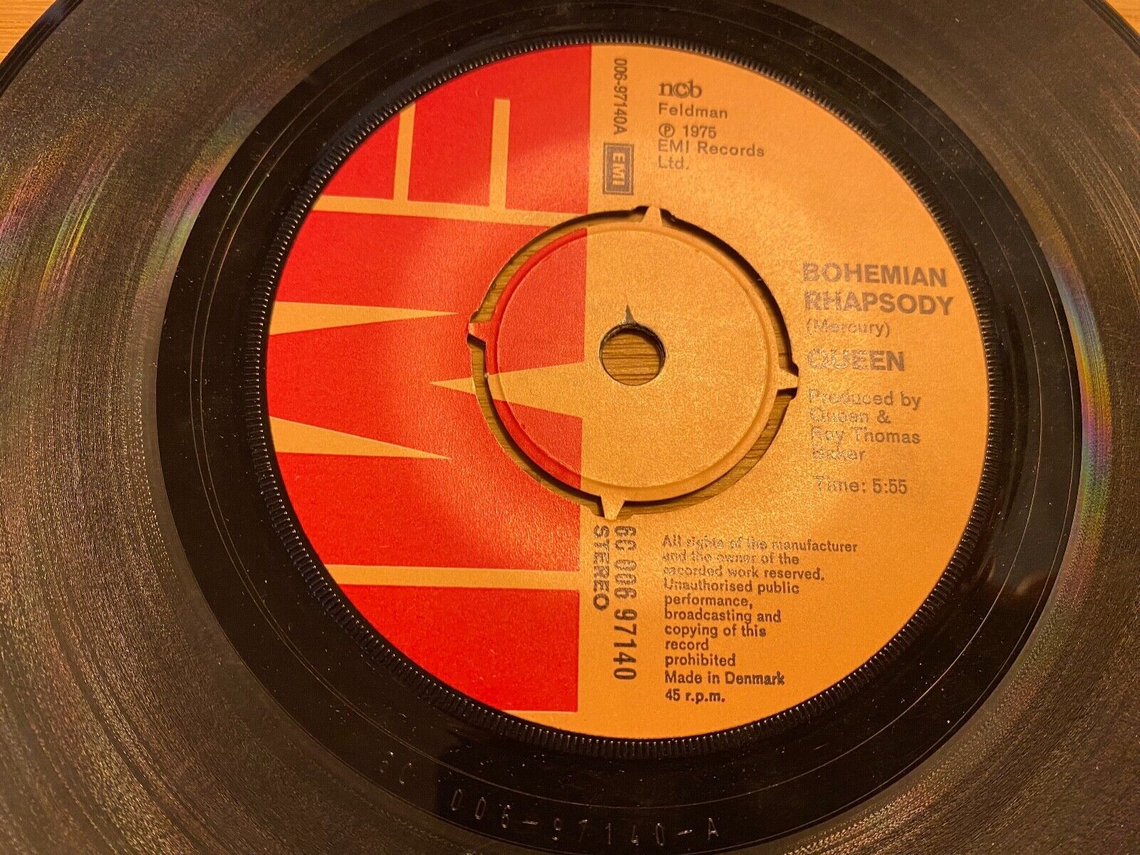 QUEEN "BOHEMIAN RHAPSODY/ I´M IN LOVE WITH MY CAR" 1975 DANISH PRESS 7" SINGLE