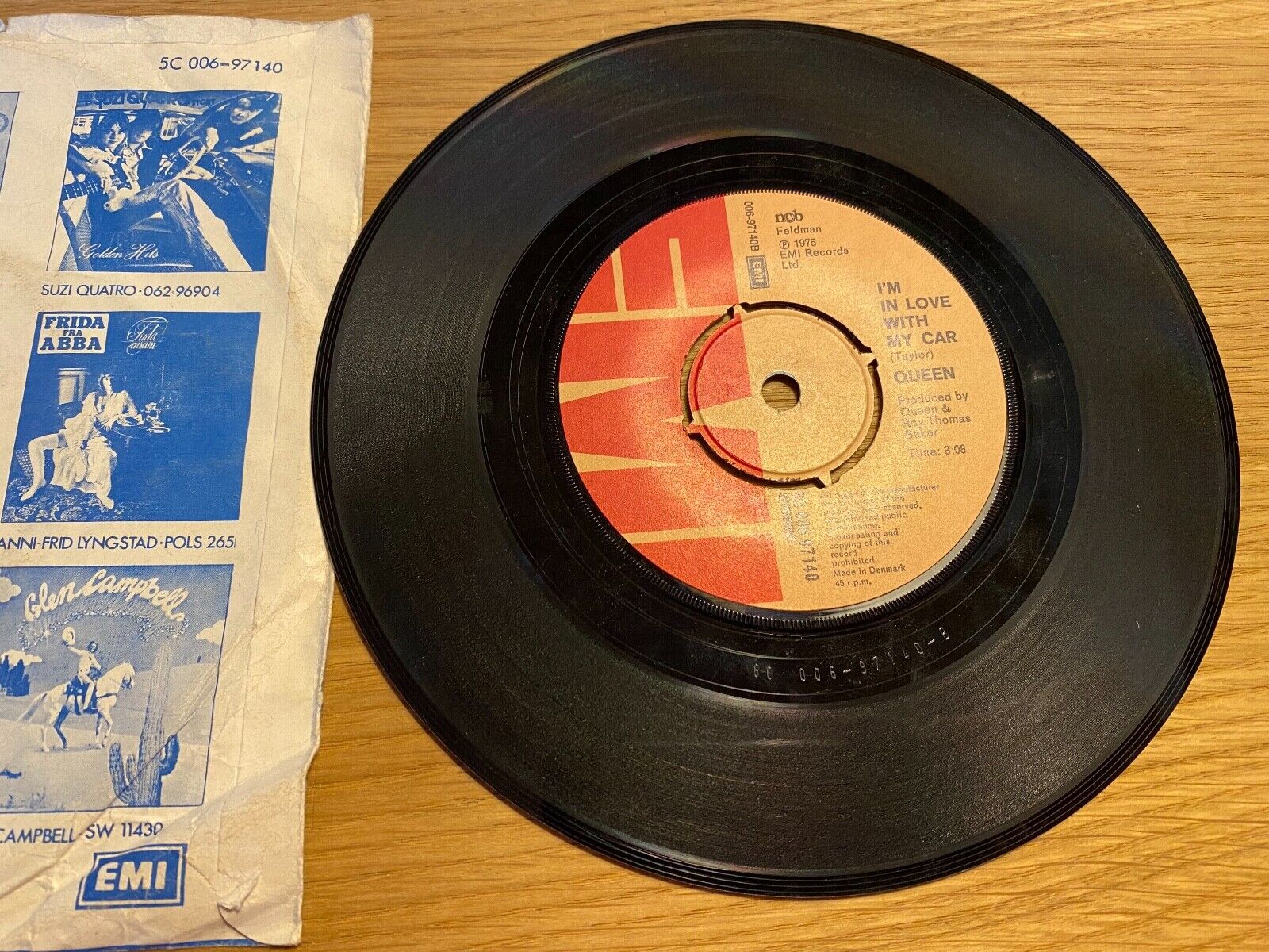 QUEEN "BOHEMIAN RHAPSODY/ I´M IN LOVE WITH MY CAR" 1975 DANISH PRESS 7" SINGLE