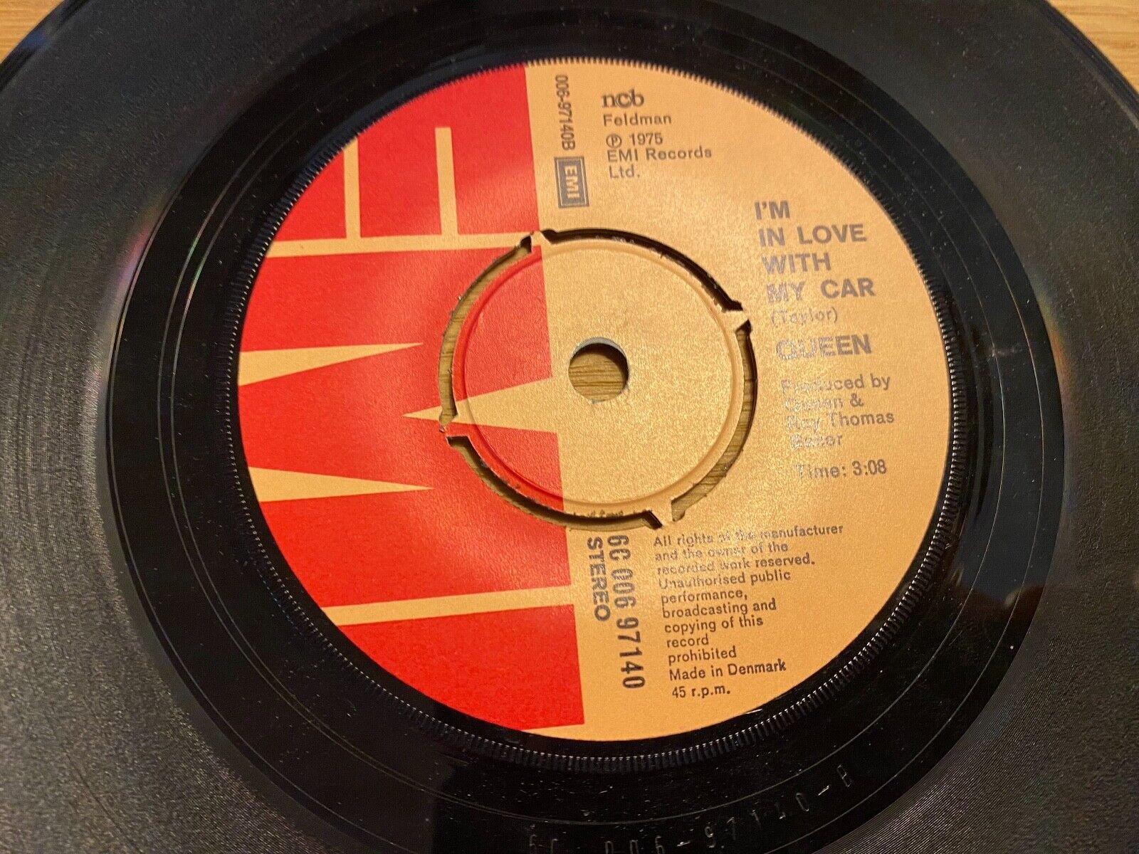 QUEEN "BOHEMIAN RHAPSODY/ I´M IN LOVE WITH MY CAR" 1975 DANISH PRESS 7" SINGLE