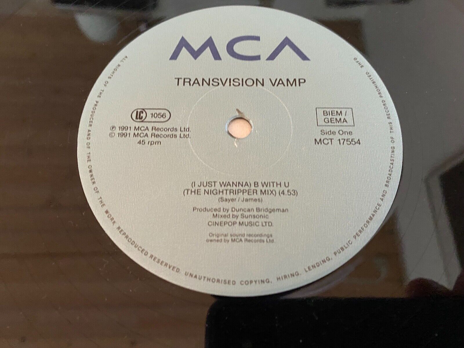 TRANSVISION VAMP "(I JUST WANNA) B WITH U" 1991 VINYL 12" MAXI SINGLE VINYL MCA*