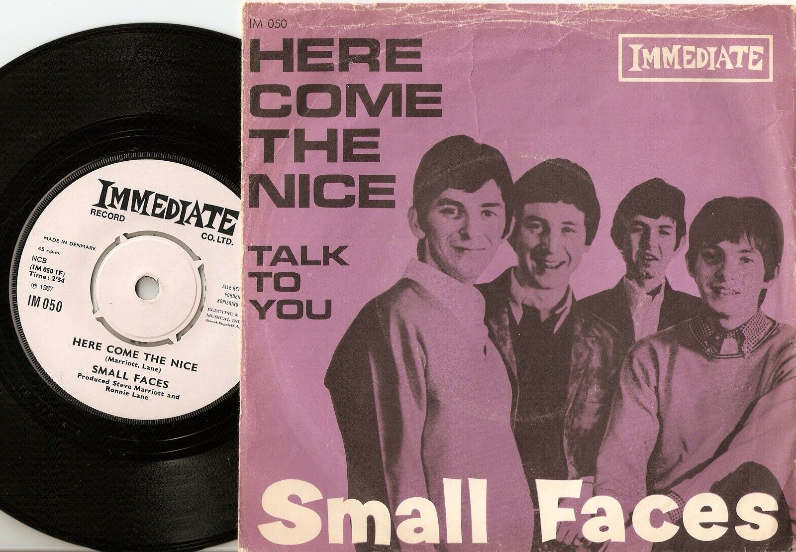 SMALL FACES HERE COMES THE NICE  TALK TO YOU DANISH PS+45 1967 MOD FREAKBEAT