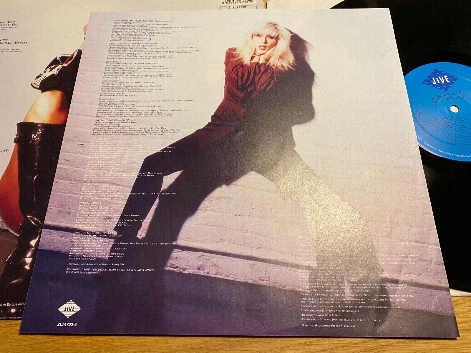 SAMANTHA FOX "JUST ONE NIGHT" JIVE RECORDS 1991 11 TRACK LP DUTCH WITH FLYER 33*