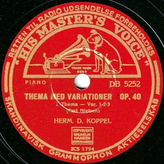 Koppel Nielsen (Theme and variations op 40) HMV DB 5252-3 (2) NM(-) tm