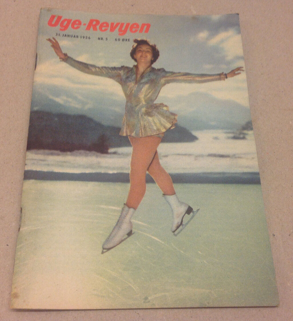 ICESKATER MODEL FRONT COVER GARY COOPER BACK COVER VINTAGE Danish Magazine 1956