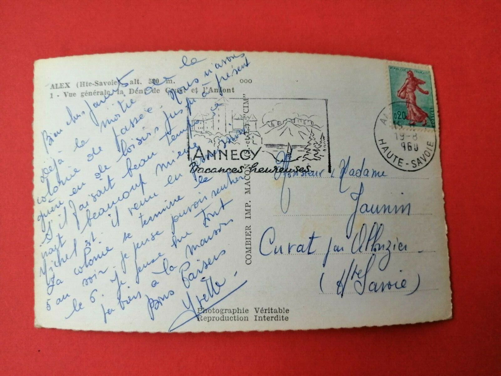 Vintage Postcard FranceALEXHaute-Savoie1960