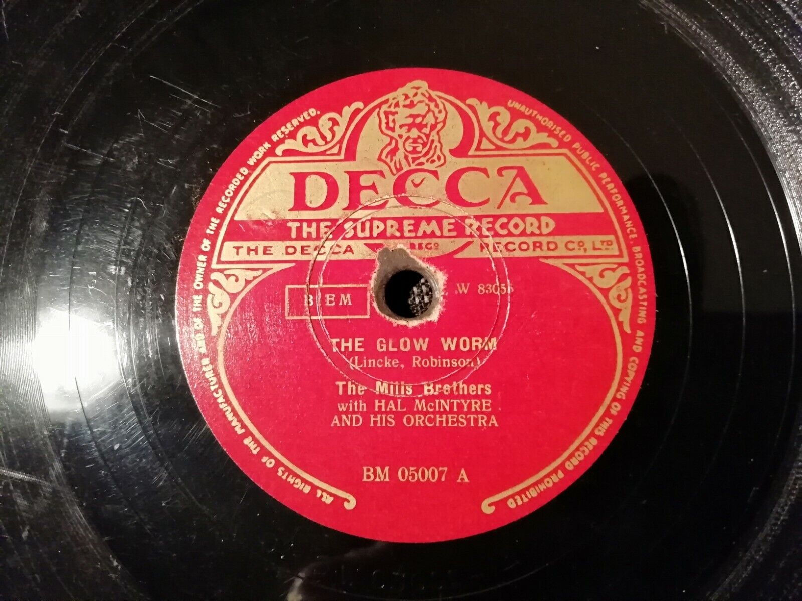 78 rpm :The Mills BrothersAfter AllThe Glow Worm Decca BM 05007 A