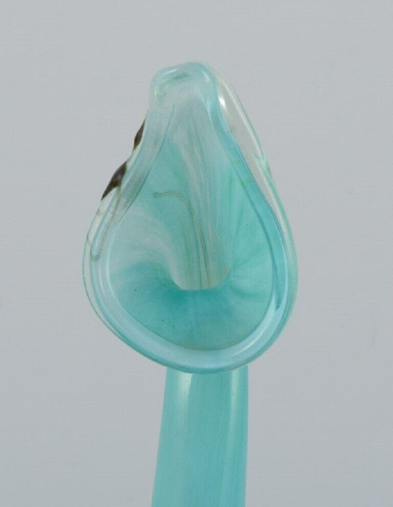 Murano Venice mouth-blown art glass vase in turquoise organic form 1960/70s