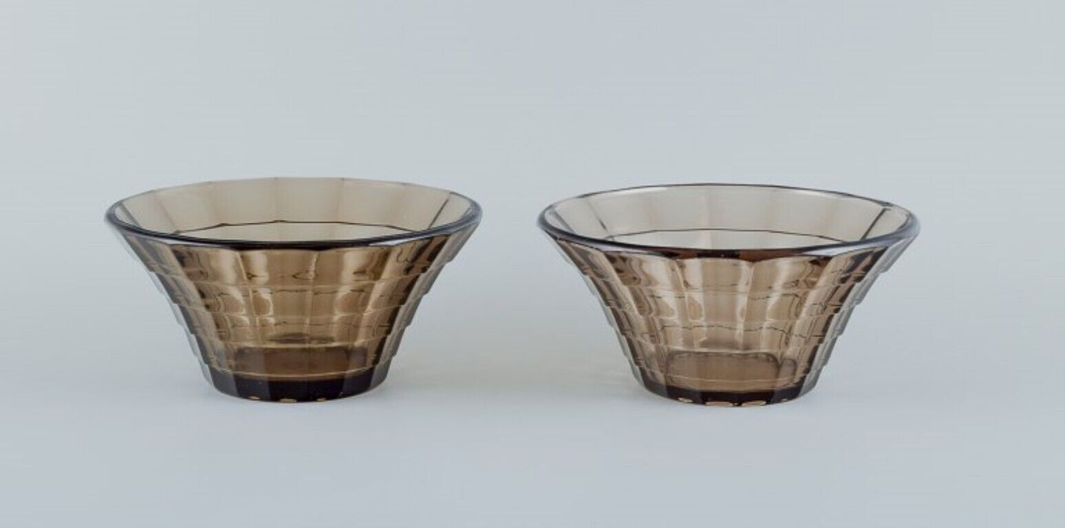 Simon Gate for Orrefors/Sandvik Two bowls in smoked coloured glass