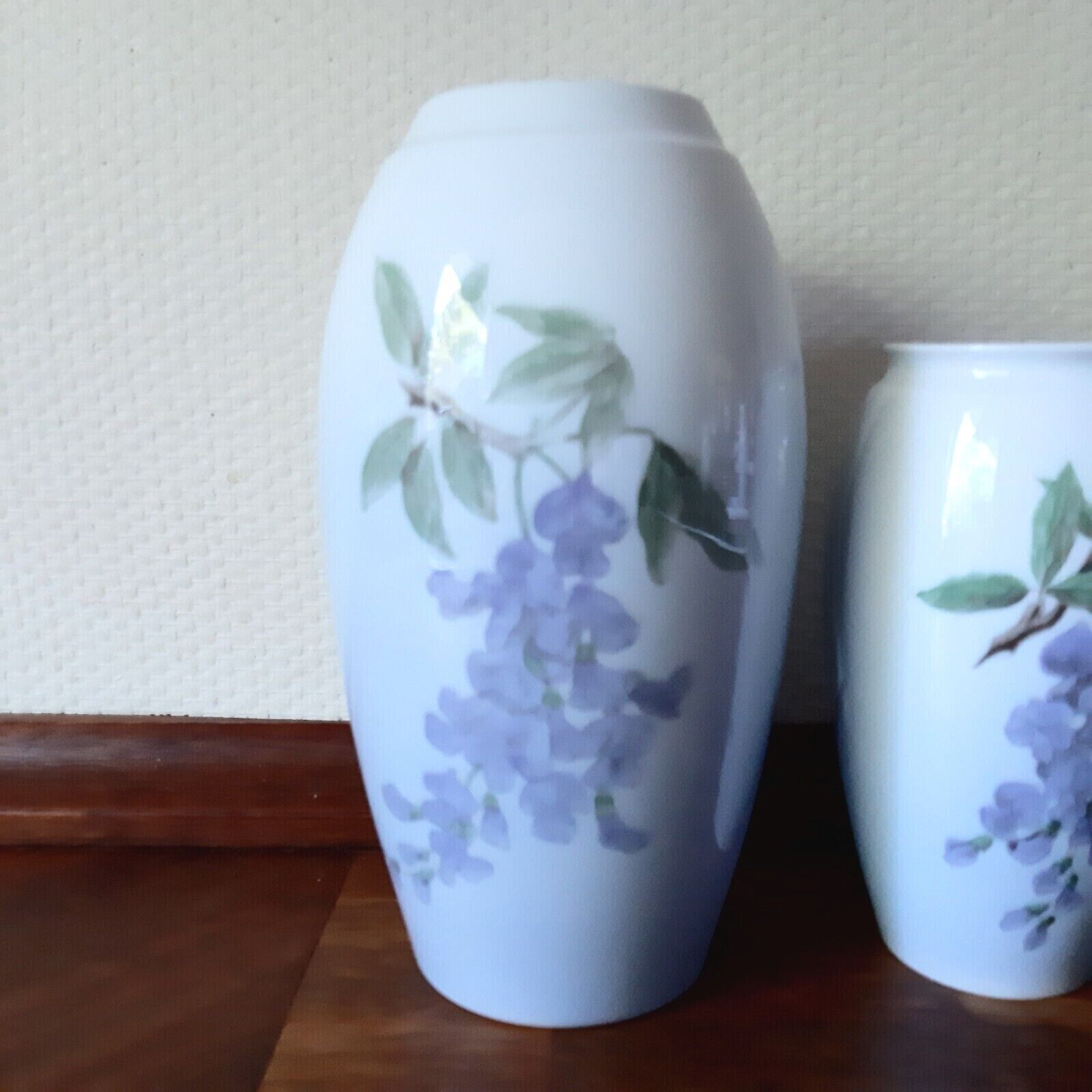 Pair of Floral vases # 72-251 & # 72-254 Bing & Grondahl Royal Copenhagen Fact 1