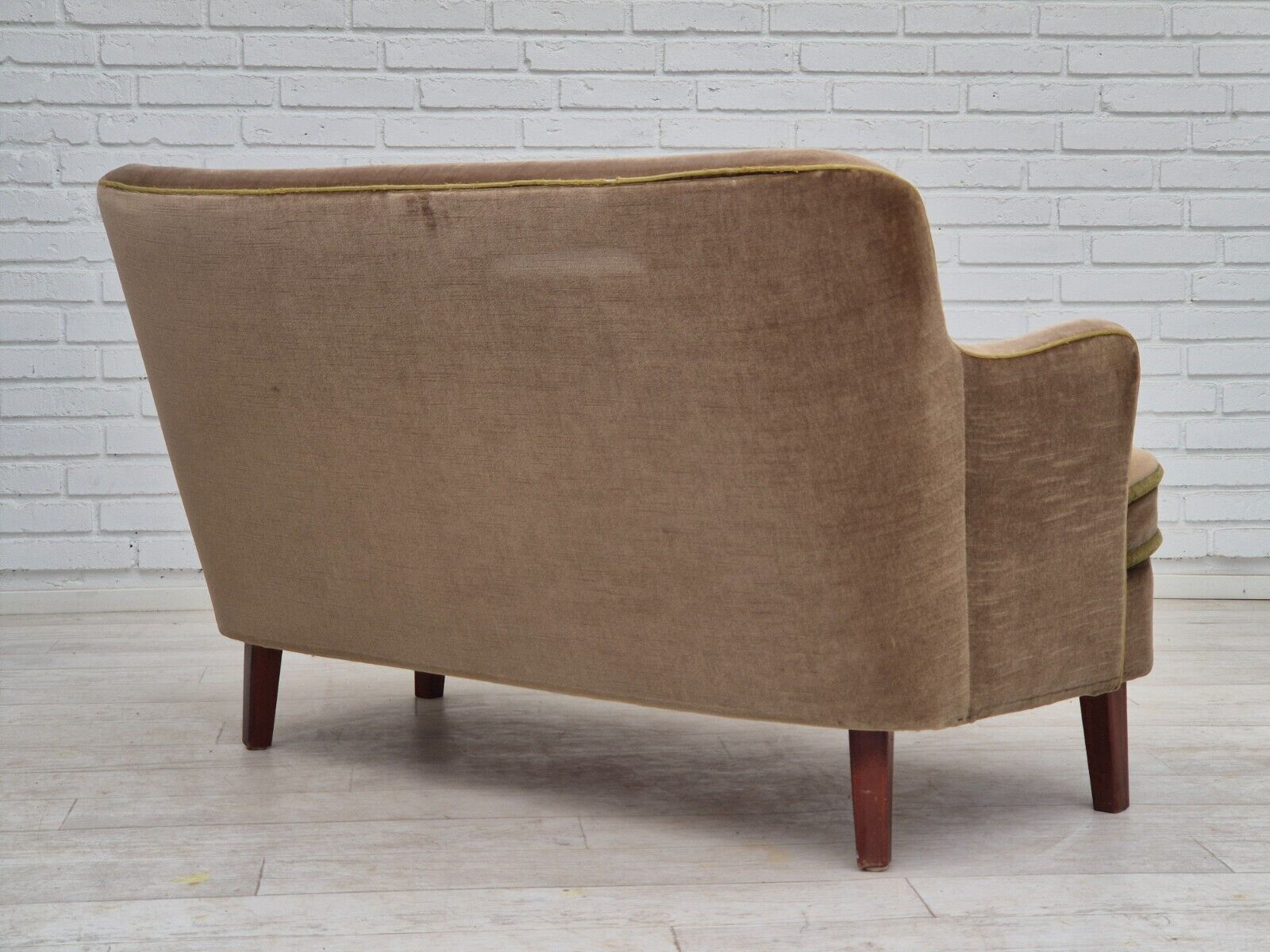 1960s Danish 2 seater sofa original condition furniture velour beech wood