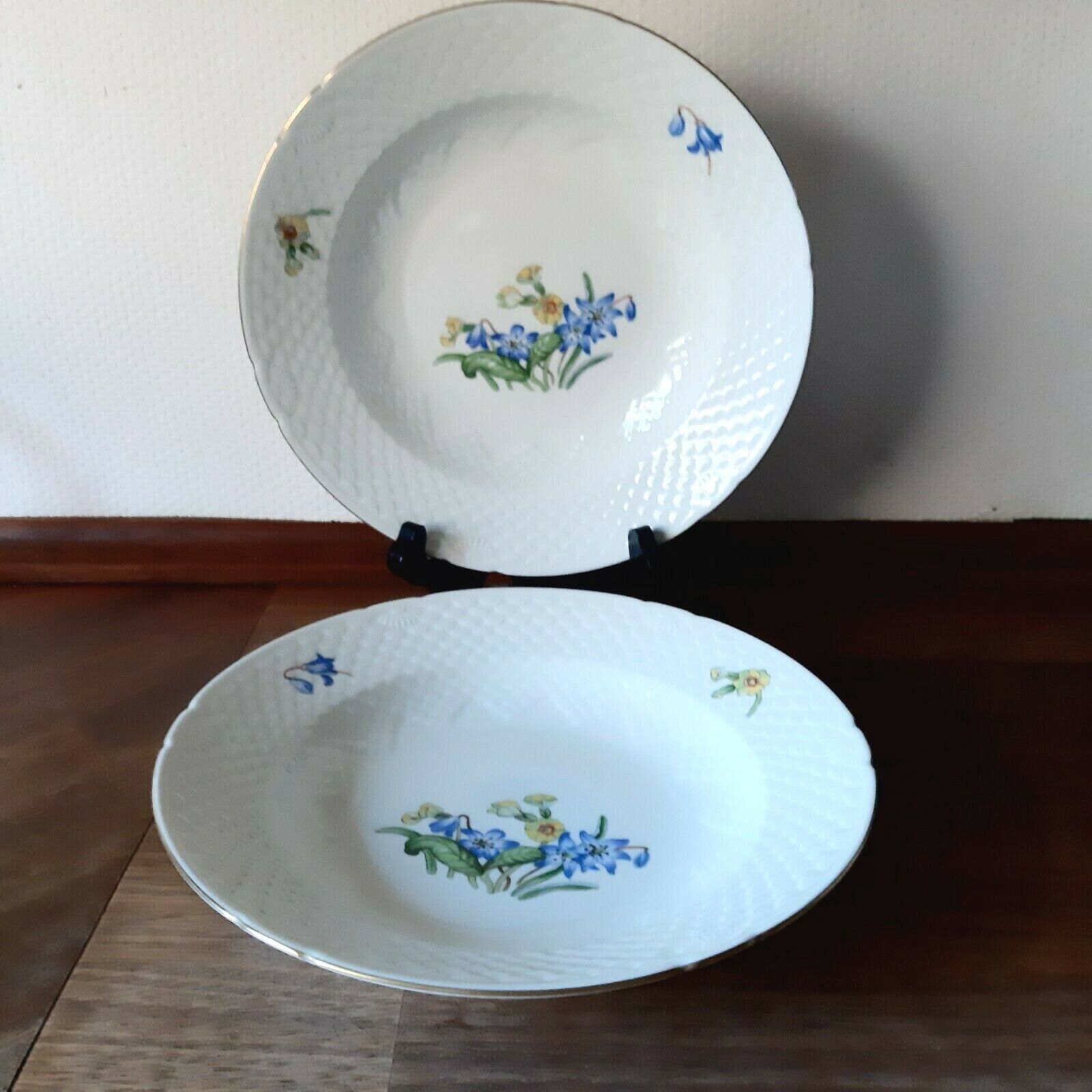 2 x SOUP plates NJAL Bing  Grondahl Royal Copenhagen 1st Exclusive FDB Decor